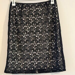 Black Lace Pencil Skirt with Nude Lining Size 4